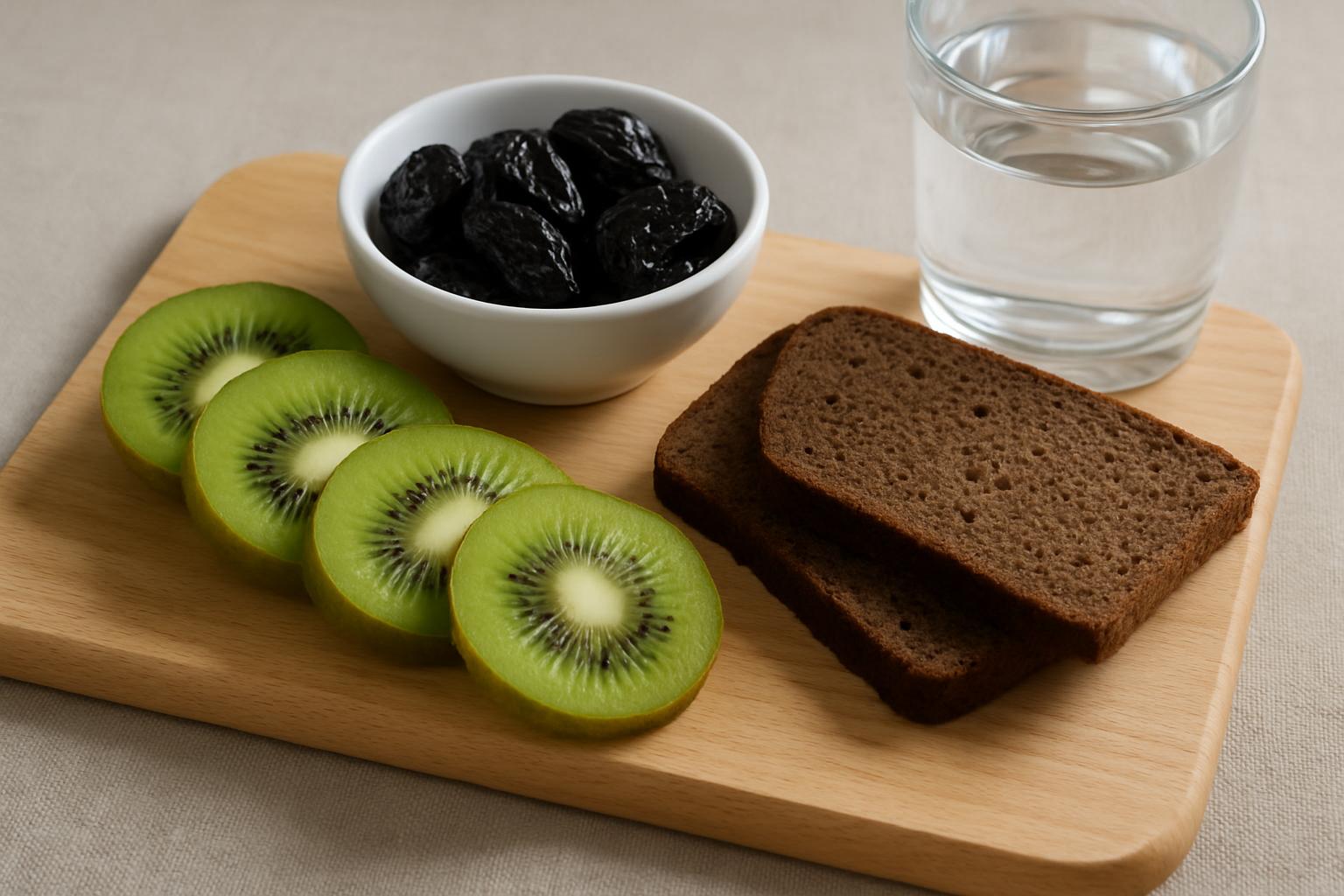 Kiwifruit, prunes and rye bread for constipation relief