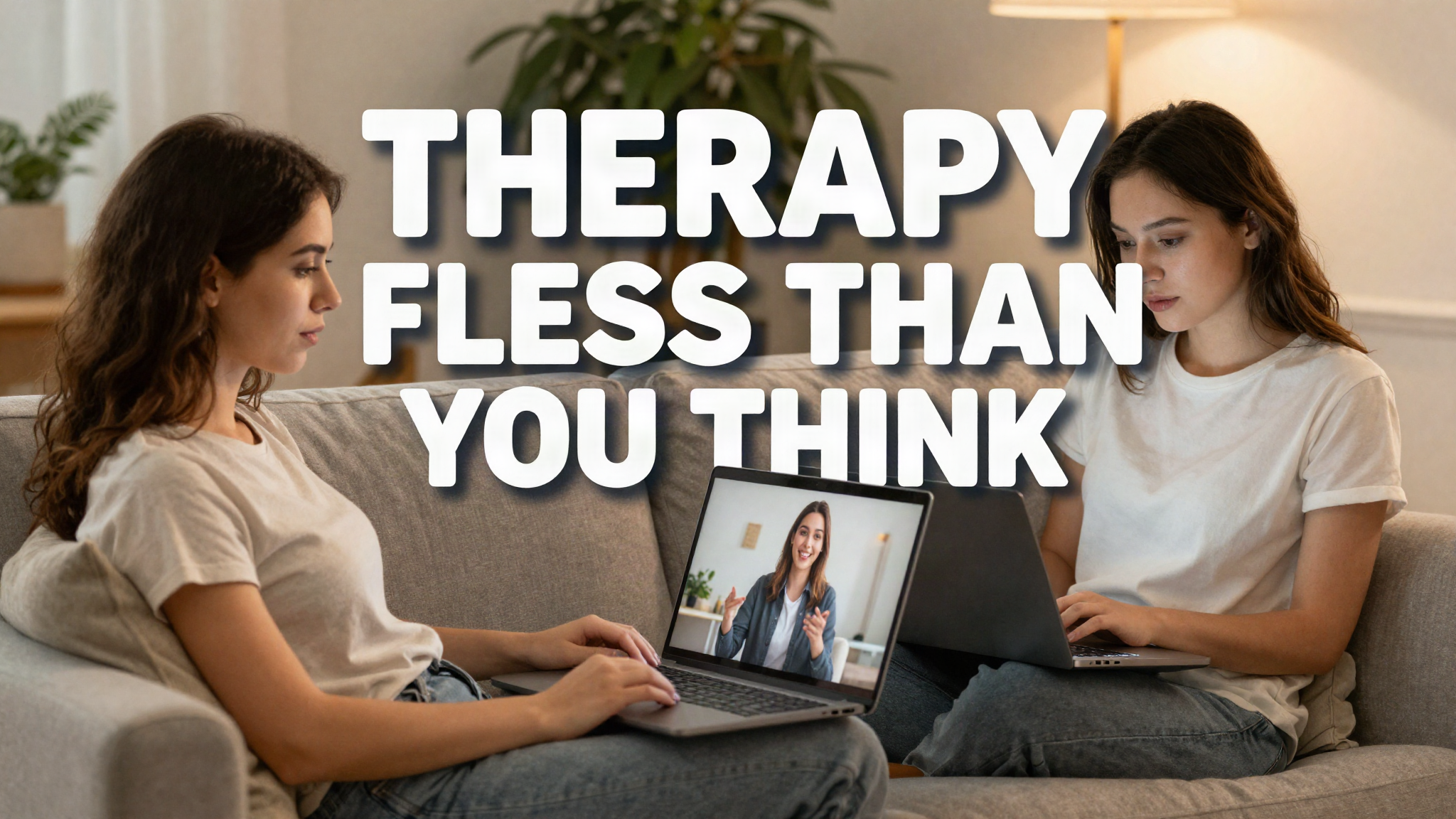 Woman having an online therapy session on her laptop at home